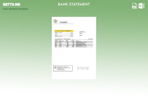 модерен стил Русија Tinkoff банка доказ за изјава за адреса (англиска верзија) ш